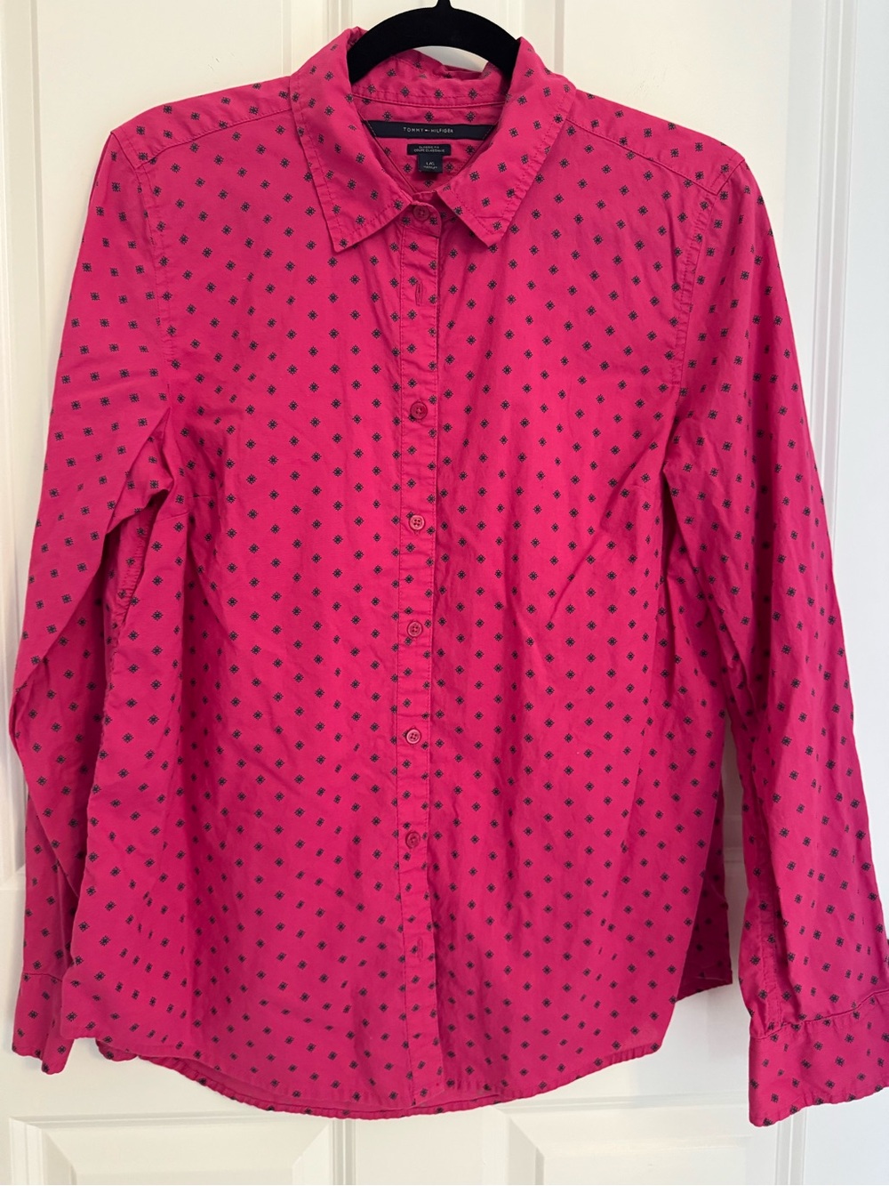 Tommy Hilfiger Classic Fit Pink Print Button Front Shirt Women’s L